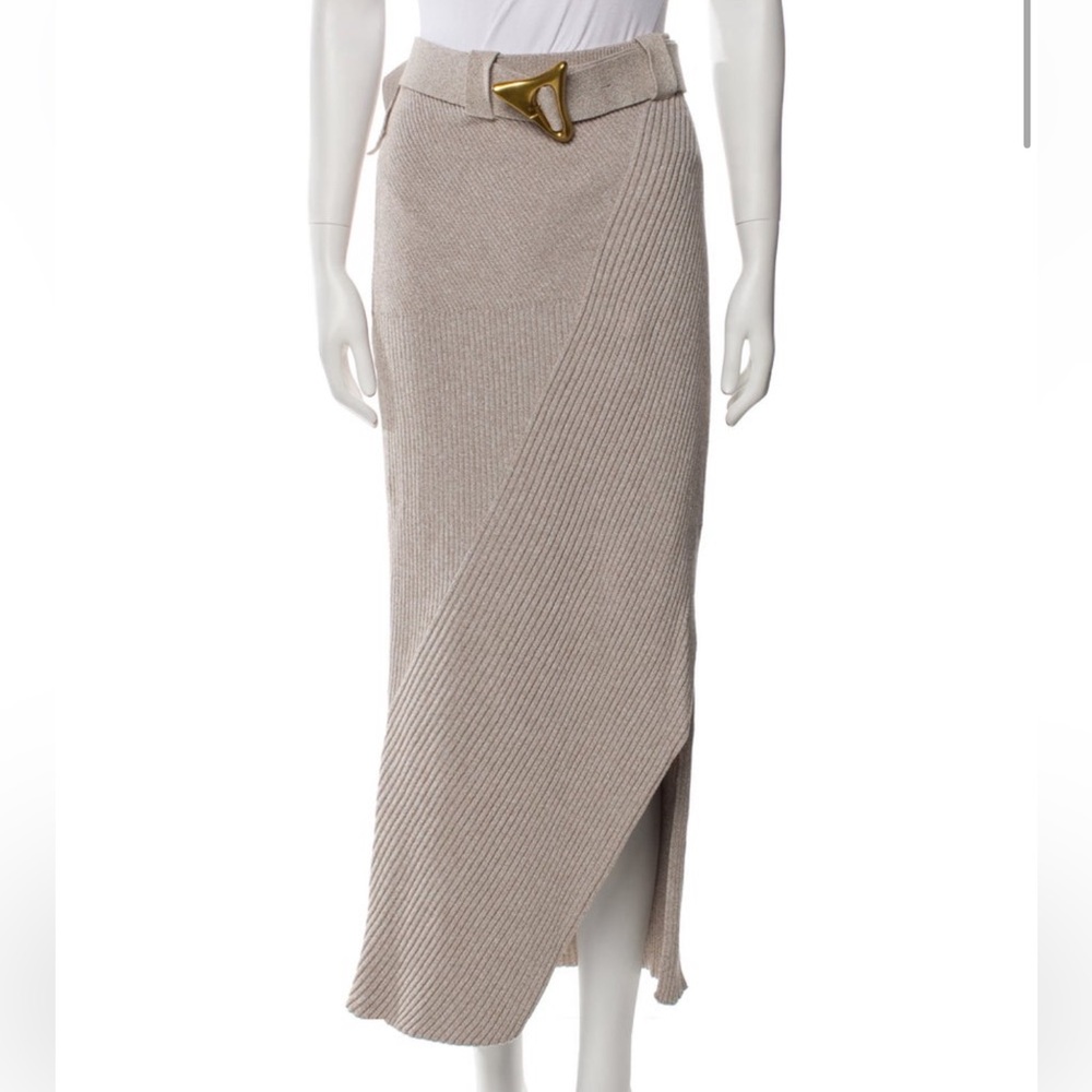 Aeron Organic cotton Belted Asymmetrical Beige Skirt with Belt